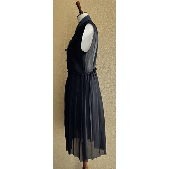 DIESEL Women's Black Chiffon Collared D-casey-b Pleated Shirt Dress DL12 $248 - Picture 10 of 11